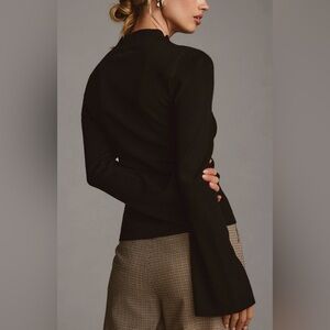 Anthropologie Maeve Arlowe Bell-Sleeve Sweater high neck stretch